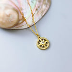 Dainty Diamond and Gold Compass Necklace handmade travel jewelry gift for graduation, adventurers compass pendant gift for daughter, sister