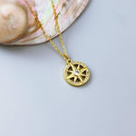 Dainty Diamond and Gold Compass Necklace handmade travel jewelry gift for graduation, adventurers compass pendant gift for daughter, sister