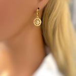 Gold North Star Earrings dangle gold Huggie Hoops dainty minimalist Polaris compass charms handmade jewelry gift for graduation, travelers