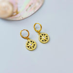 Gold North Star Earrings dangle gold Huggie Hoops dainty minimalist Polaris compass charms handmade jewelry gift for graduation, travelers