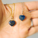 Dainty Lapis Heart Necklace, Faceted Lapis Lazuli Pendant 14k Gold Fill, Sterling Silver, September Birthstone Jewelry, Handmade in Michigan