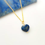 Dainty Lapis Heart Necklace, Faceted Lapis Lazuli Pendant 14k Gold Fill, Sterling Silver, September Birthstone Jewelry, Handmade in Michigan