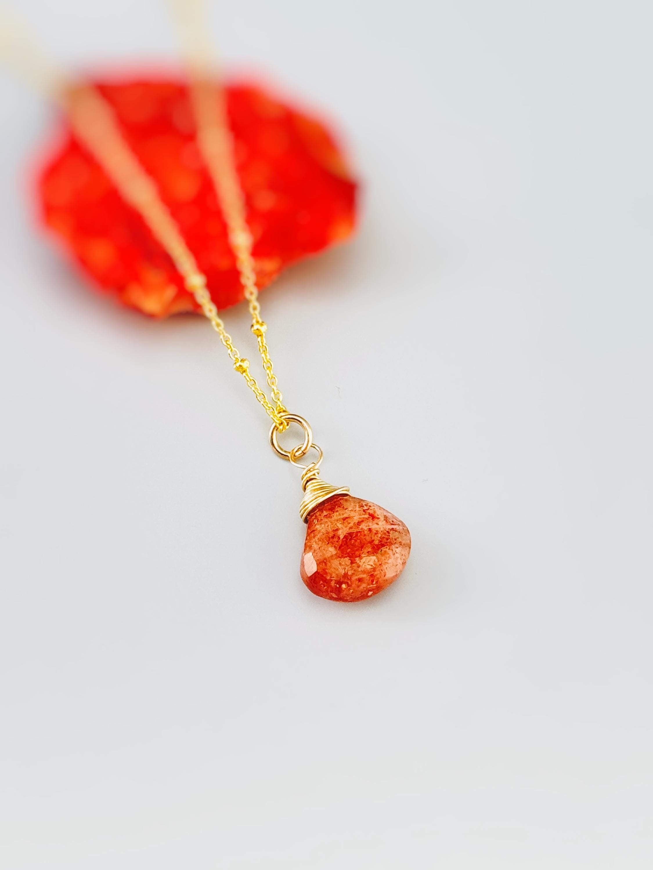 Silver Sunstone Necklace for women Sterling Silver, 14k Gold Fill, Rose Gold handmade in Michigan Oregon sunstone pendant jewelry for her