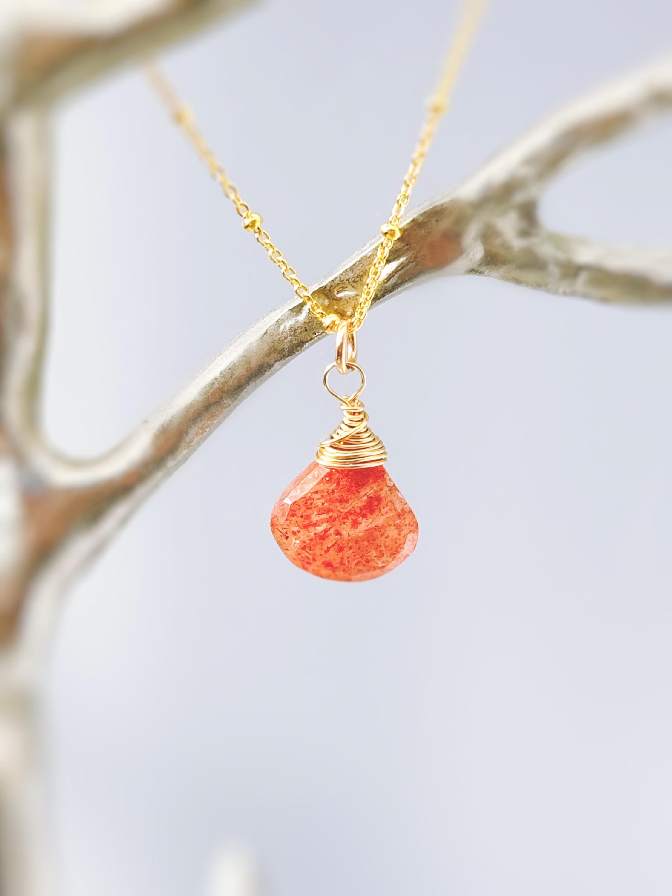 Silver Sunstone Necklace for women Sterling Silver, 14k Gold Fill, Rose Gold handmade in Michigan Oregon sunstone pendant jewelry for her