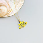 Gold Lotus Necklace, sterling silver Water Lily flower pendant for women minimalist handmade jewelry yoga gift for gardener July birthflower