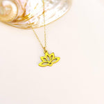 Gold Lotus Necklace, sterling silver Water Lily flower pendant for women minimalist handmade jewelry yoga gift for gardener July birthflower