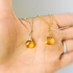 Dainty Citrine Necklace 14k Gold Fill, Sterling Silver November Birthstone Jewelry Faceted Yellow Gemstone Pendant Handmade Gift for Her
