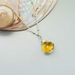 Dainty Citrine Necklace Silver, 14k Gold Fill November Birthstone Jewelry Faceted Yellow Gemstone Pendant Sterling Handmade Gift for Her