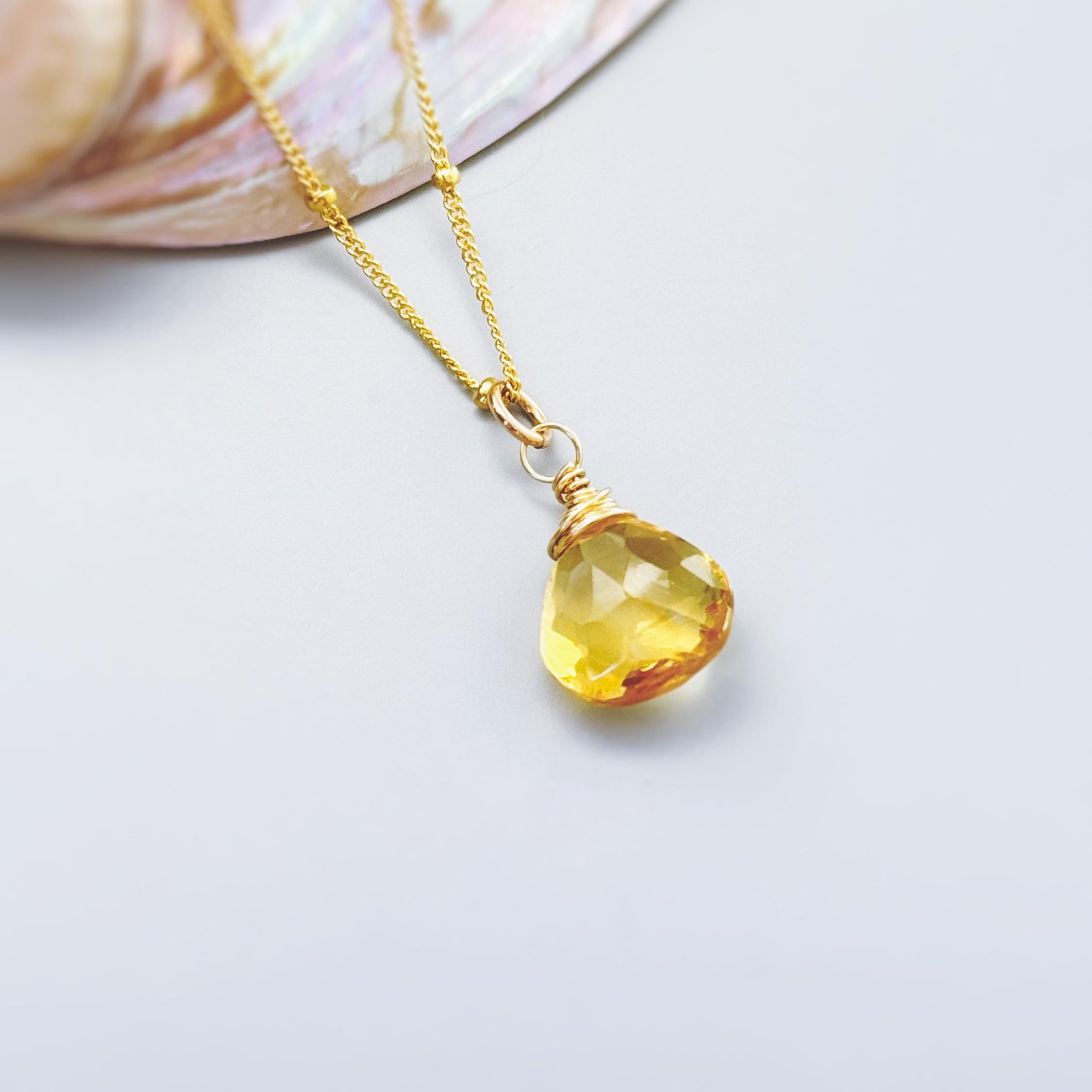 Dainty Citrine Necklace Silver, 14k Gold Fill November Birthstone Jewelry Faceted Yellow Gemstone Pendant Sterling Handmade Gift for Her