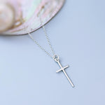 Dainty Cross Necklace in Gold or Silver Simple Minimalist Cross Pendant Religious Christian Jewelry Gift for Women Handmade in Michigan