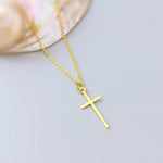 Dainty Cross Necklace in Gold or Silver Simple Minimalist Cross Pendant Religious Christian Jewelry Gift for Women Handmade in Michigan