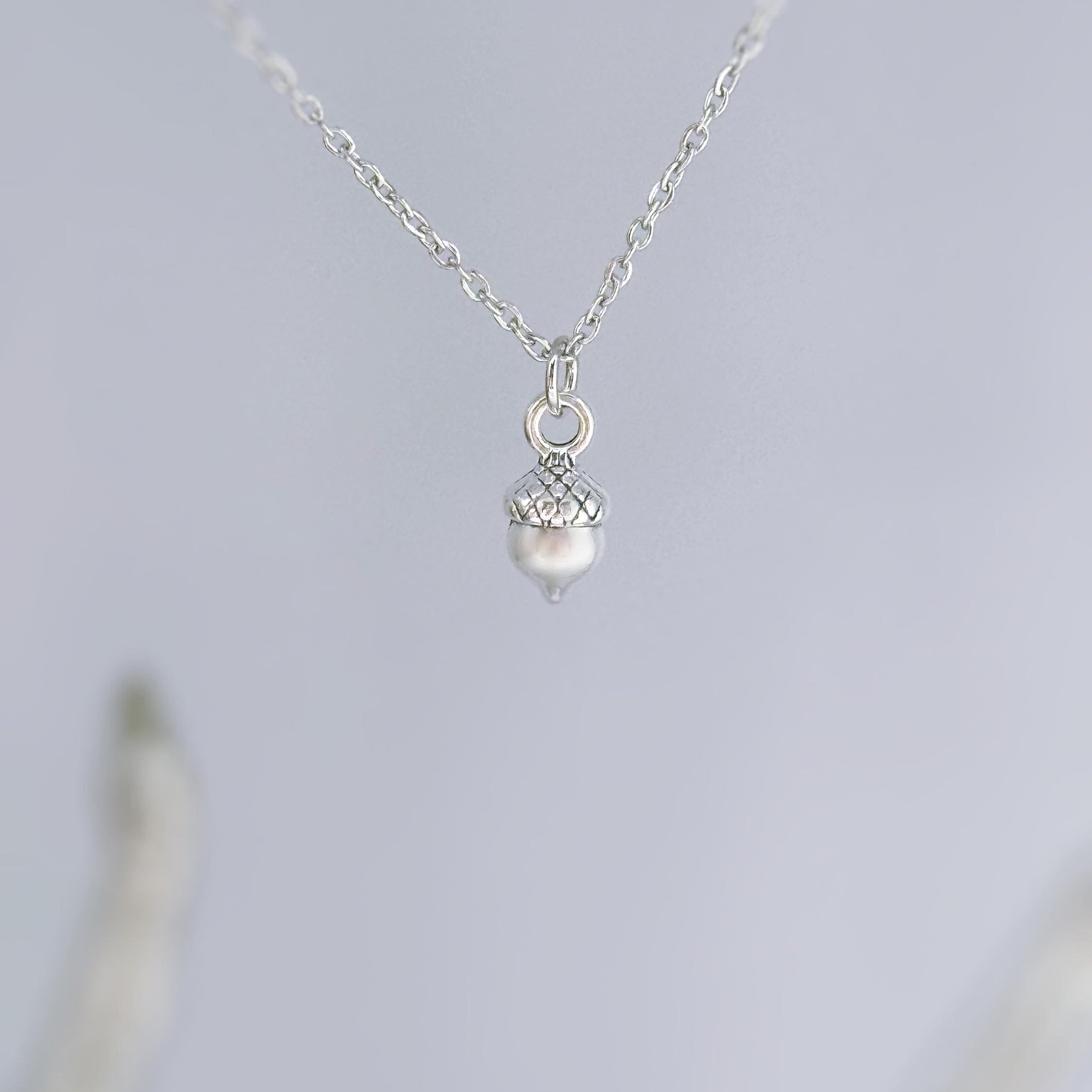 Dainty Acorn Necklace gold silver handmade Woodland Nature Autumn Fall Jewelry unique charm pendant gift for women adventurers, hikers, mom