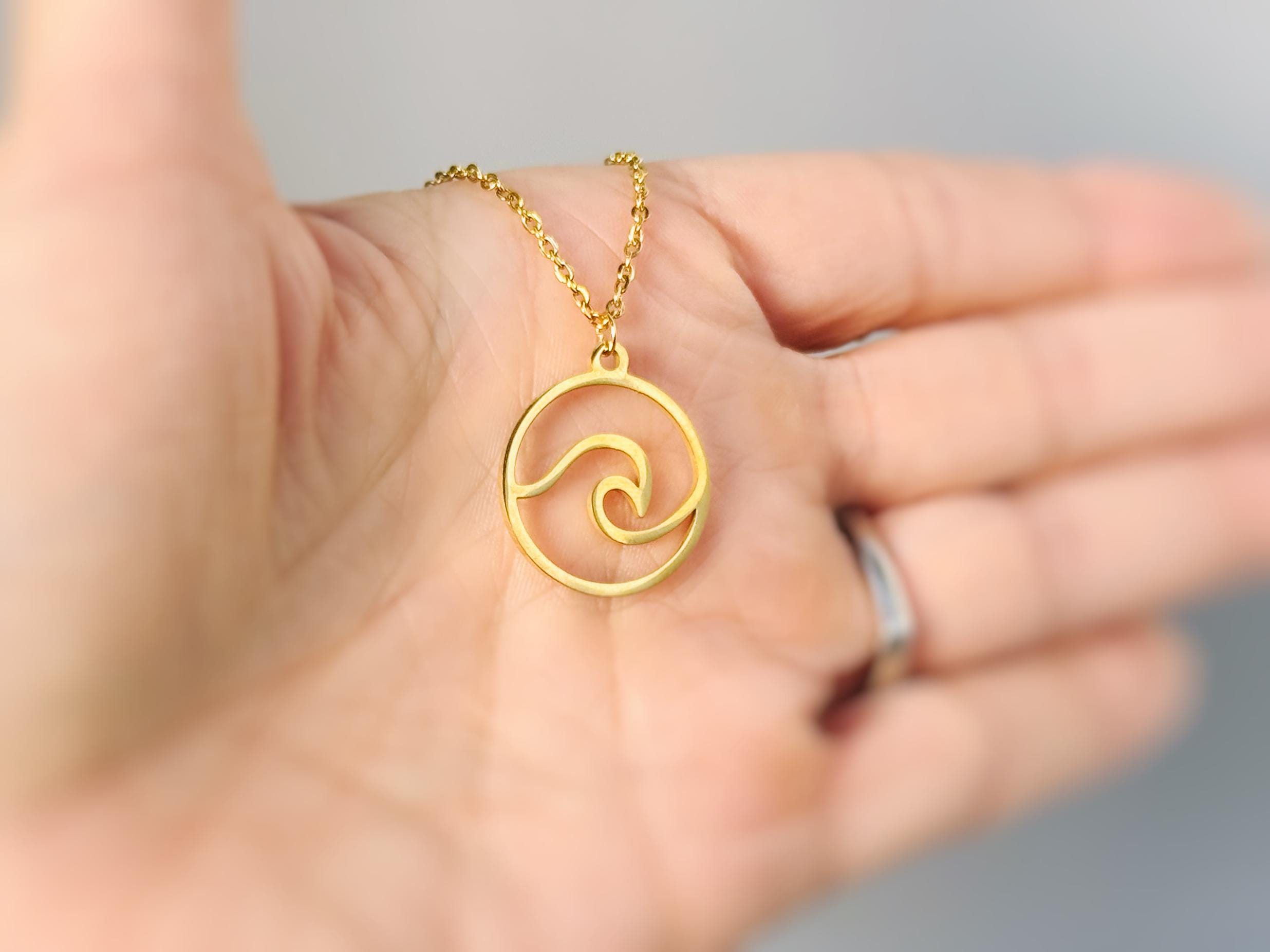 Dainty Silver Wave Necklace Ocean Wave Pendant Beach Jewelry in Gold or Rose Gold Swimmer, Surfer Gift for water lover nature necklace