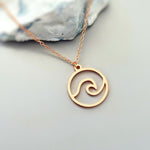 Dainty Gold Wave Necklace Ocean Wave Pendant Beach Jewelry in Silver Gold or Rose Gold Swimmer,  Surfer Gift for water lover nature necklace