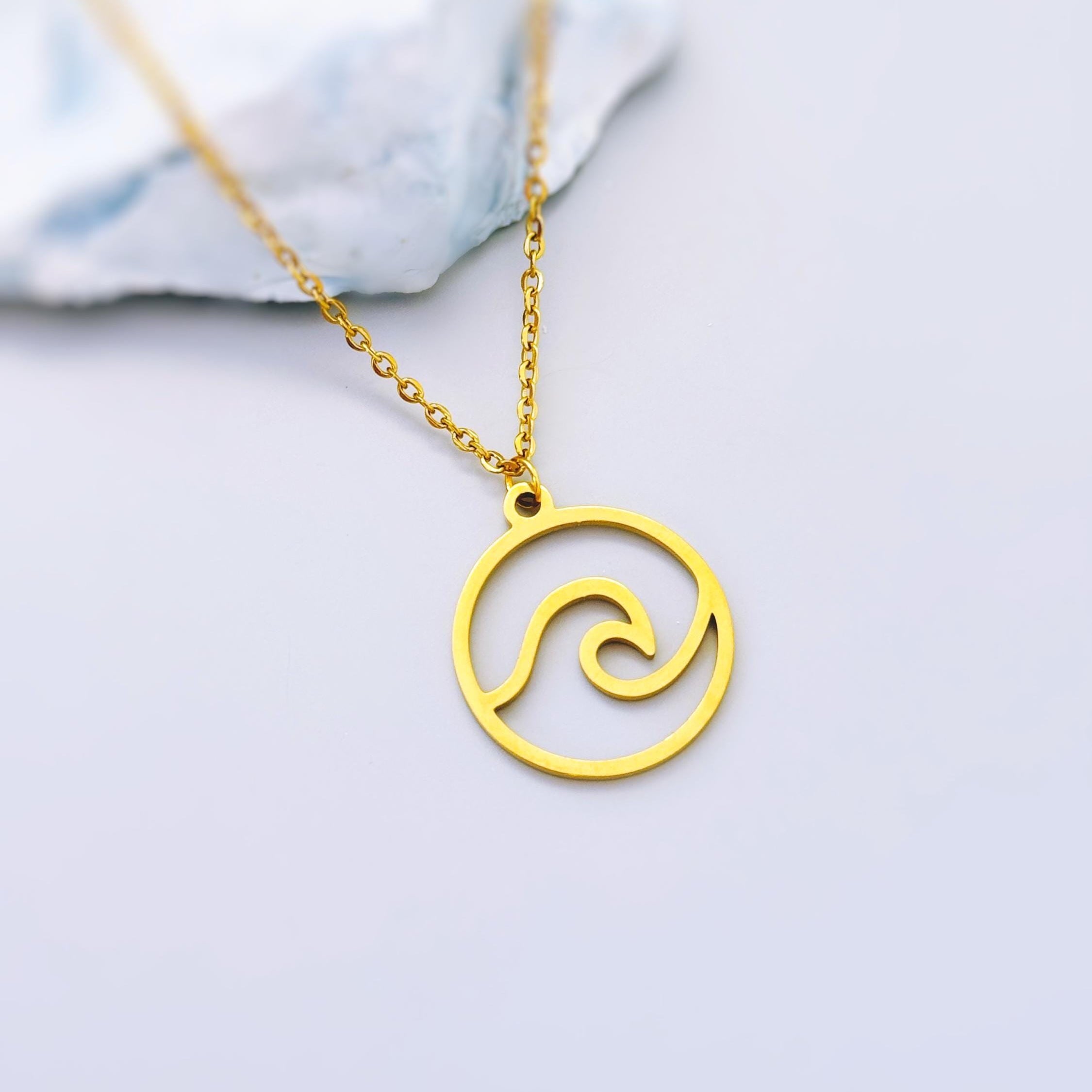 Dainty Gold Wave Necklace Ocean Wave Pendant Beach Jewelry in Silver Gold or Rose Gold Swimmer,  Surfer Gift for water lover nature necklace