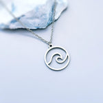 Dainty Silver Wave Necklace Ocean Wave Pendant Beach Jewelry in Silver Gold or Rose Gold Swimmer,  Surfer Gift for water lover nature necklace