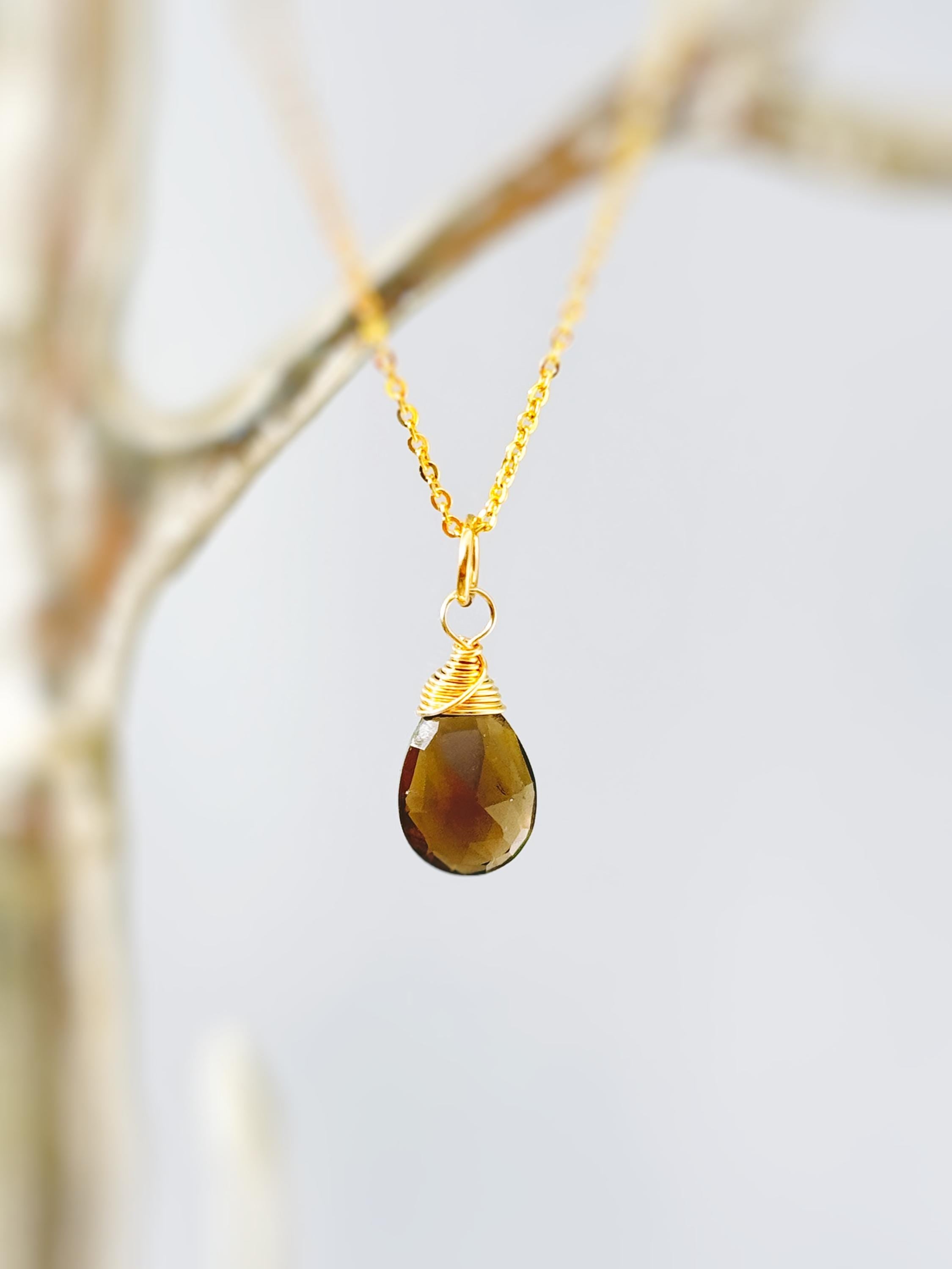 Dainty Smoky Quartz Necklace Sterling Silver, 14k Gold Fill handmade brown gemstone Jewelry Handmade Gift for wife, sister, girlfriend mom