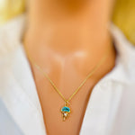 Dainty Gold Jellyfish Necklace handmade beach jewelry unique aqua blue crystal ocean pendant gift for surfers, swimmers, sister daughter mom