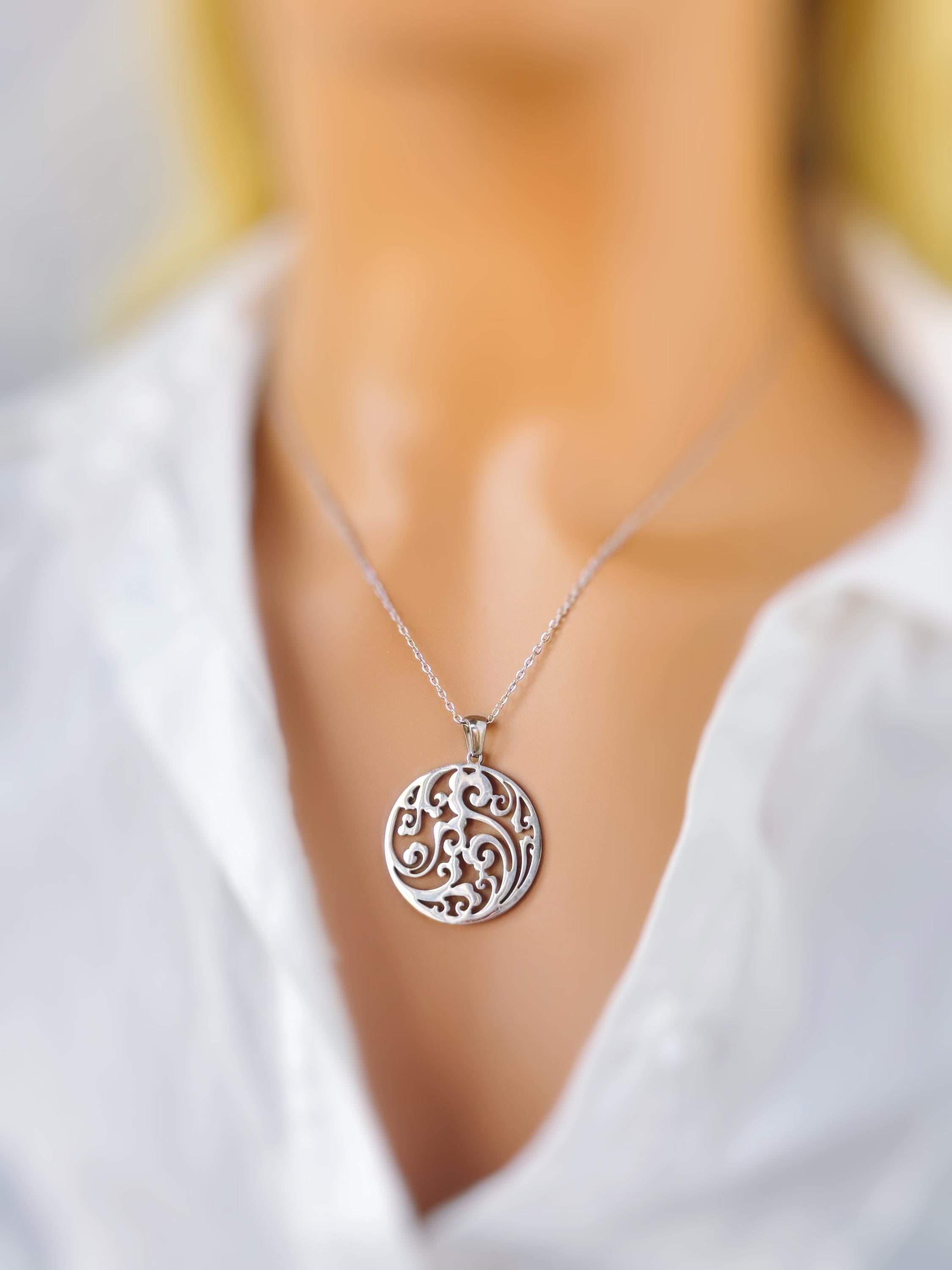 Silver Filigree Cloud Necklace sky wave pendant handmade jewelry gift for outdoor nature lovers and adventurers daughter, sister, friend bff