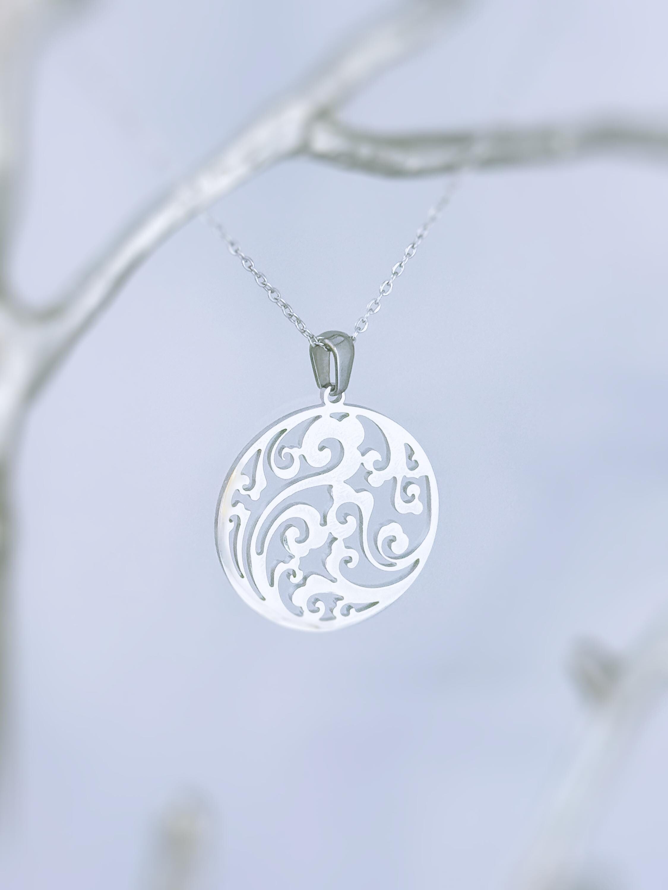 Silver Filigree Cloud Necklace sky wave pendant handmade jewelry gift for outdoor nature lovers and adventurers daughter, sister, friend bff