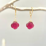 Ruby Red Quartz Clover Earrings