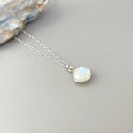 Moonstone Necklace Sterling Silver handmade blue gemstone pendant June birthstone jewelry layering boho necklace for women gift for mom wife
