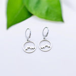 Silver Mountain Earrings Huggie Hoop dangle gold hoops handmade nature jewelry gift for hikers, campers, skiers bff Colorado smoky mountains