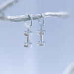 Gold, Silver Dumbbell Earrings Huggie Hoop dangle unique fitness accessories gym gift for personal trainers powerlifters, weightlifters, her