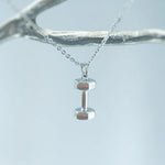 Dumbbell Necklace silver, gold unique fitness accessories gym gift for personal trainers, powerlifters, weightlifters, women, men, athletes