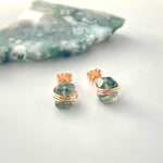 Moss Agate Earrings Stud Earrings Rose Gold Sterling Silver Handmade jewelry 14k Gold Fill minimalist dainty raw gemstone crystal earrings