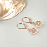 Dainty Morganite earrings dangle 14k gold, Sterling Silver, Rose Gold Peach Pink Quartz