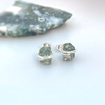 Moss Agate Stud Earrings Rose Gold, 14k gold Fill, Sterling Silver