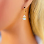 Pearl and Aquamarine Earrings Drop Dangle 14k Gold Fill Sterling Silver Handmade Blue Gemstone Jewelry March birthstone gift for mom, wife