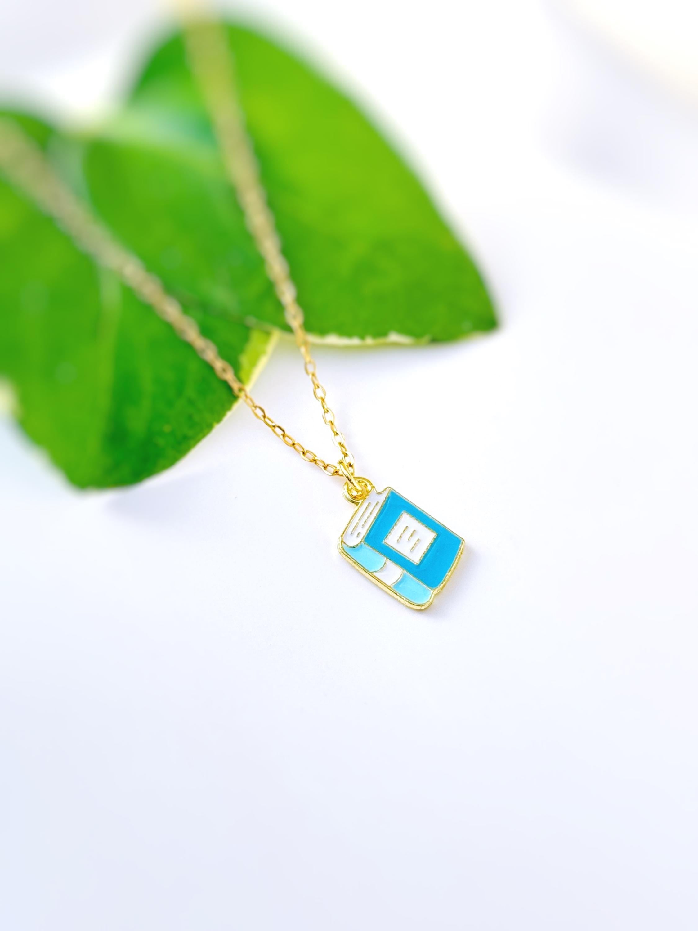 Book Necklace gold handmade Bookish Jewelry unique fun book charm pendant nerdy bookish gift for book club, teachers, readers, librarians