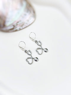 Stethoscope Earrings silver, gold heart unique nursing gift for medical school students graduation doctors rn nurse practitioners sister bff