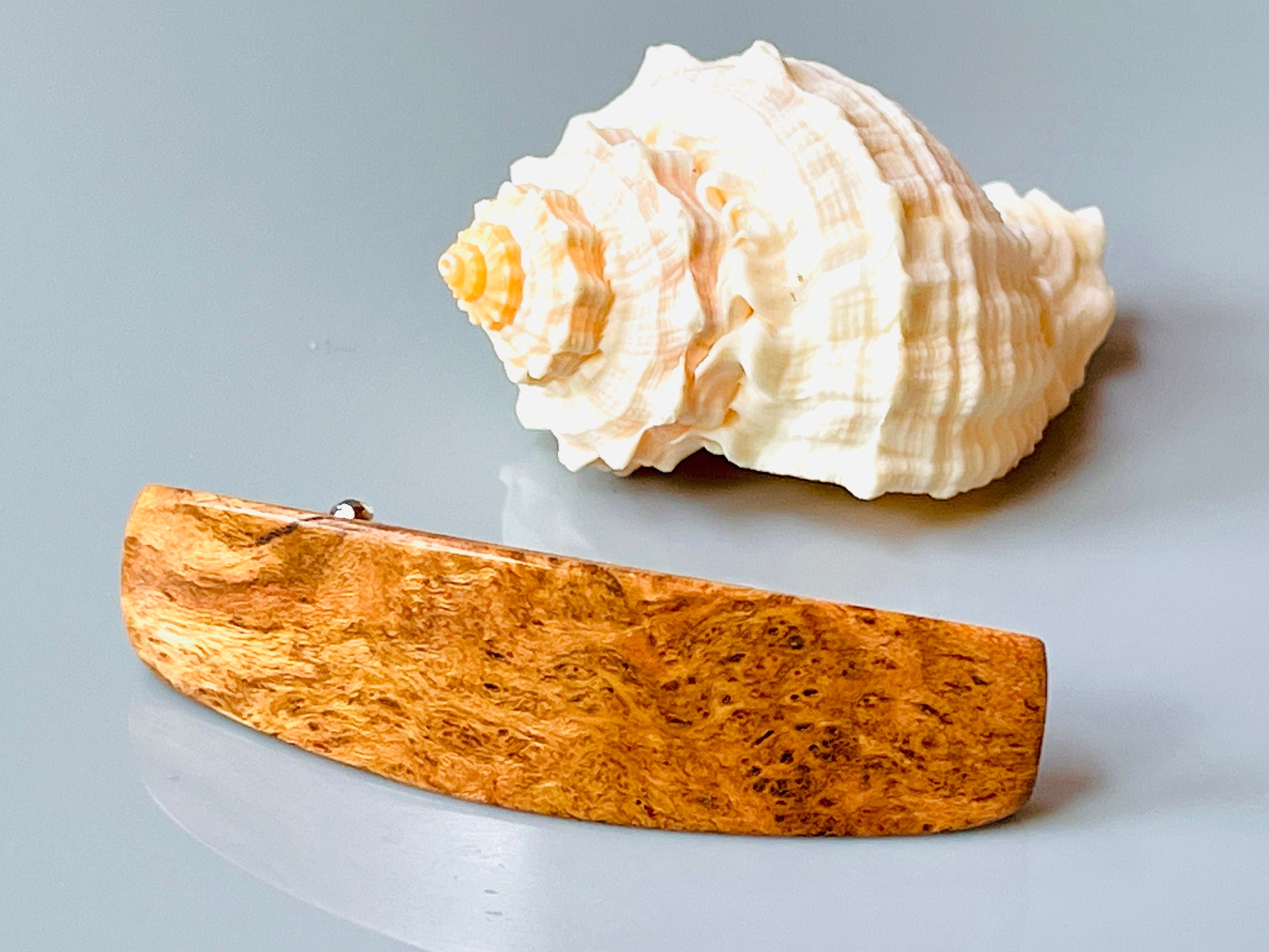 Barrette Hair Clip, wood non slip, Small fine hair Barrette for women Cherry Burl Local Wooden 5th Anniversary gift for wife, girlfriend