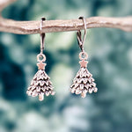 Christmas Tree Earrings dangle silver handmade winter pine tree holiday jewelry fun festive earrings for holiday party 925 sterling silver