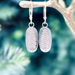 Silver Pine Tree Earrings dangle handmade jewelry gift for hikers and nature lovers minimalist winter pine tree jewelry for her
