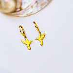 Dainty Hummingbird Earrings dangle Huggie Hoops gold, silver handmade nature jewelry unique gift for bird lovers watchers daughters sister