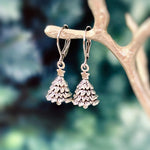 Christmas Tree Earrings dangle silver handmade winter pine tree holiday jewelry fun festive earrings for holiday party 925 sterling silver