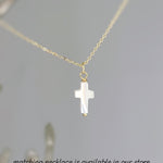 Dainty Mother of Pearl Cross Hoop Earrings Gold, Silver minimalist religious faith jewelry for women Christian baptism confirmation gift mom