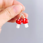 Mushroom Earrings dangle silver, gold handmade Cottagecore Jewelry unique fairycore earrings gift for gardener nature plant lover sister bff