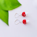 Mushroom Earrings dangle silver, gold handmade Cottagecore Jewelry unique fairycore earrings gift for gardener nature plant lover sister bff