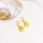 Gold Paw Print Dog Earrings dangle Hoops silver rose gold handmade animal jewelry gift for dog moms animal lovers veterinarians vet techs
