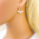 Silver Fox Earrings dangle huggie hoops handmade nature woodland animal Jewelry minimalist cottagecore earrings gift for her daughter sister