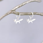 Rose Gold Fox Earrings dangle huggie hoops handmade nature woodland animal Jewelry minimalist cottagecore earrings gift for her, daughter