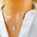 Dainty Silver Moonstone Necklace Sterling Silver or 14k Gold Fill Smooth Briolette Pendant June Birthstone Gift Handmade in Michigan