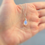 Dainty Silver Moonstone Necklace Sterling Silver or 14k Gold Fill Smooth Briolette Pendant June Birthstone Gift Handmade in Michigan