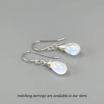 Dainty Silver Moonstone Necklace Sterling Silver or 14k Gold Fill Smooth Briolette Pendant June Birthstone Gift Handmade in Michigan