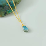 Dainty Smooth Briolette Labradorite Necklace Sterling Silver or 14k Gold